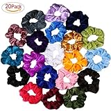 BEAUTY WORKS 20 Pcs Hair Scrunchies Velvet Elastic Hair Bands Scrunchy Hair Ties Ropes Scrunchie for Women or Girls Hair Accessories - 20 Assorted Colors Scrunchies (20 PCS Velvet Hair Scrunchies)