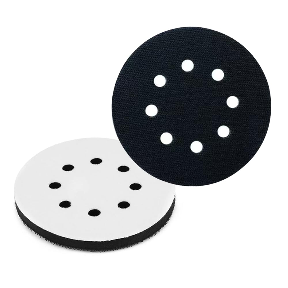 2 PCS Foam Sanding Pads 125mm Soft Sponge Interface Pad Black 8 Holes Hook & Loop Soft Pad Polishing Pads for Orbital Eccentric Sander