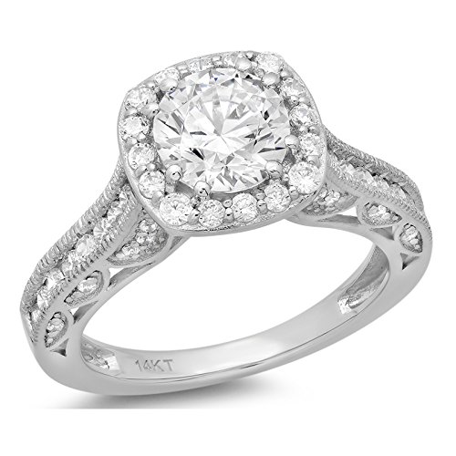 Clara pucci 1.8 ct round cut pave halo wedding bridal e…