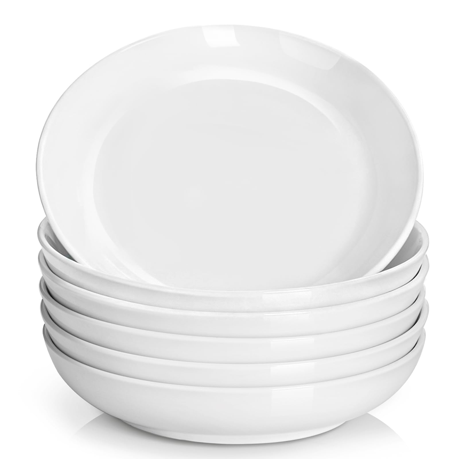Y YHY 7.8'' Pasta Bowls for Small Portions, 22 Ounce Salad White Bowl Plates Set of 6, Porcelain Dishes for Serving Dinner - Dinnerware Sets Microwave Dishwasher Safe Thanksgiving Day Gift Image