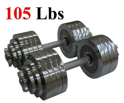 One Pair of Adjustable Dumbbells Chrome Plated Metal Total 105 Lbs 2 X 525 Lbs