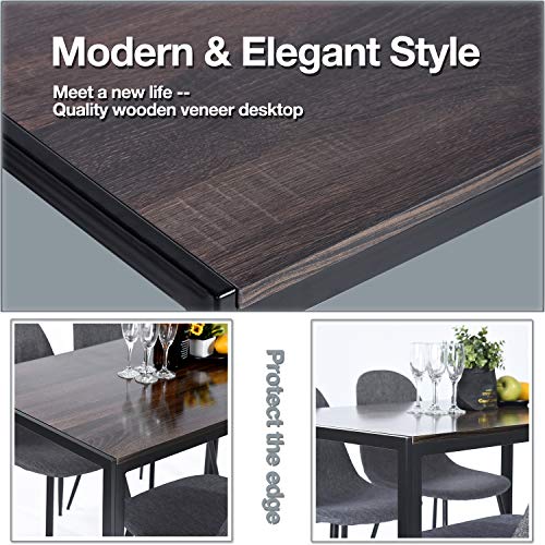 Aingoo Rustic Dining Table Wooden MDF 47" Vintage Kitchen Table for 4/6 Person Steel Fram Heavy Duty Brown Black (Table Only) - Thumbnail 4