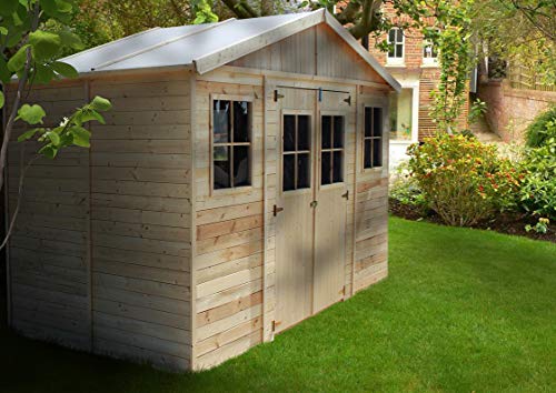 TIMBELA M332 ABRI de Jardin en Bois Exterieur - Maison de Jardin en Pin/épicéa- 418x220 cm/8 m²