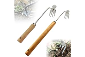 SENOY Weeding Artifact Uprooting Weeding Tool, 2024 Upgrade 4 Teethes Dual Purpose Manual Multifunctional Weeders Tool Weed Pulling Tool Manganese Steel Garden Hand Weeder Tool with Handle