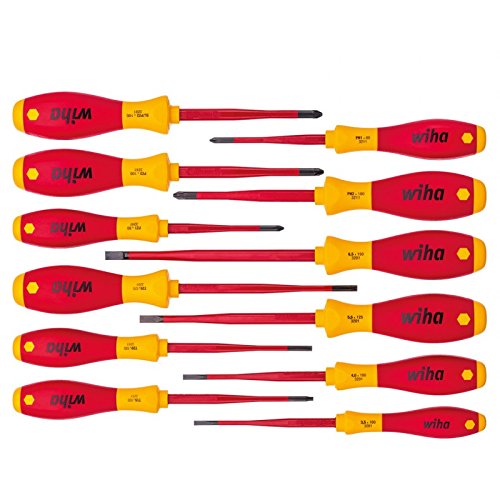 Wiha Schraubendreher Set SoftFinish® electric slimFix - VDE 12-teilig Schlitz, Phillips, PlusMinus/Pozidriv, TORX…