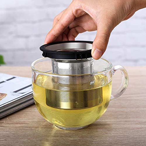 Fine mesh strainer tea infuser bucket for loose leaf tea, large tea filter for loose tea - black - Thumbnail 3
