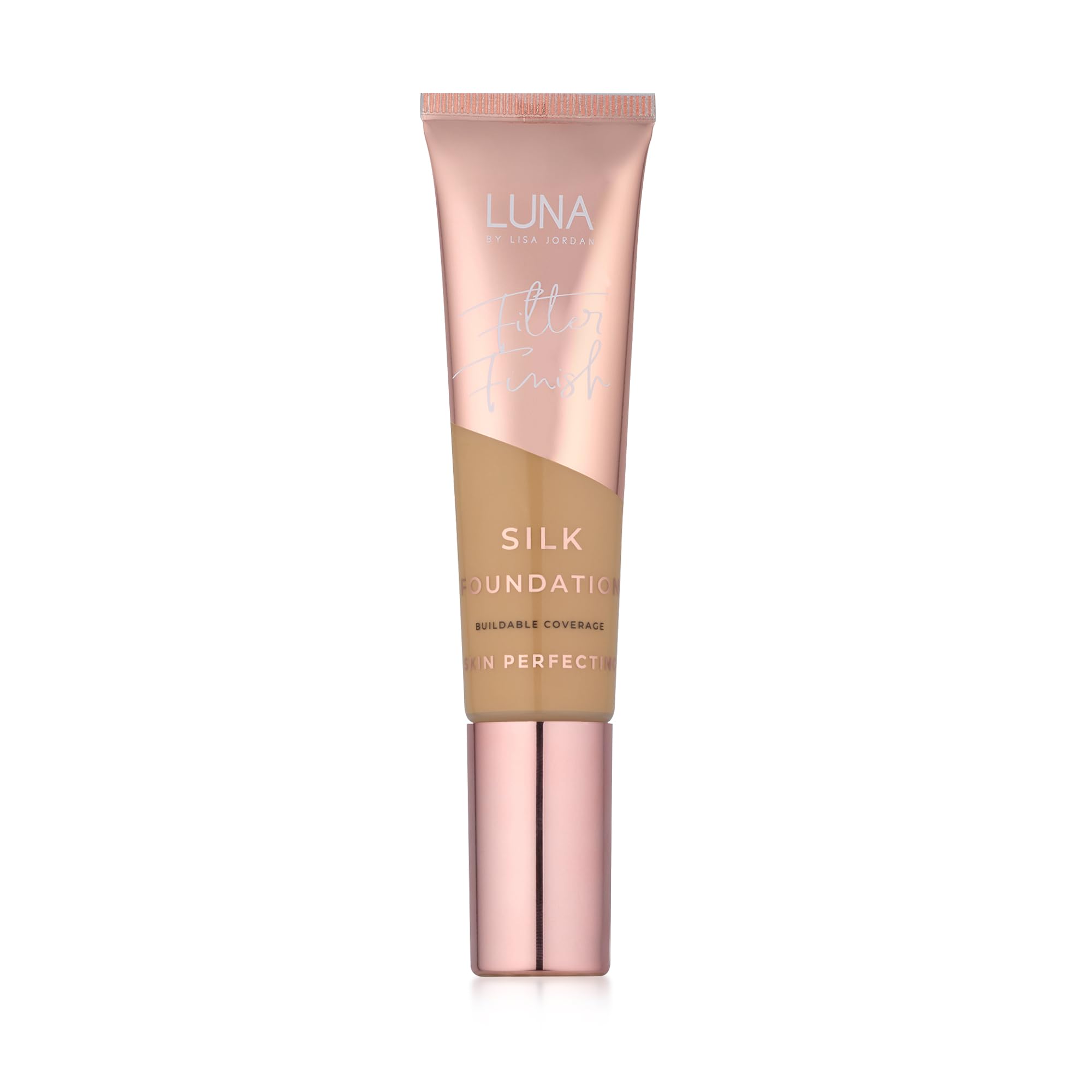 LUNA Silk Foundation in BEIGE Shade - Contains Hyaluronic Acid, Vitamin C & A, Aloe Vera, and Shea Butter - Brightening Dewy Foundation Makeup - Hydrating Cream Foundation for Dry Skin