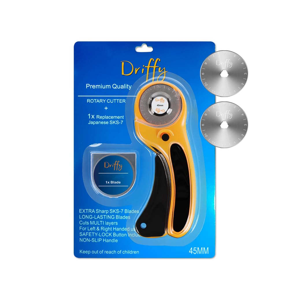 Rotary Cutter 45mm with Extra Blade for Fabric Quilting Tools Accessories Material Wheel Paper Dressmaking Craft Sewing Roller mat Leather Ruler Supplies Trimmer Knife Cutting Safety Lock