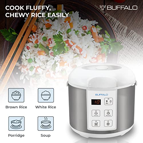 Buffalo Classic Rice Cooker with Clad Stainless Steel Inner Pot (5 cups