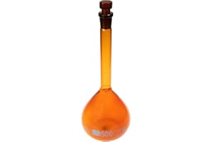 ALWSCI 500 ML Volumetric Measuring Flask Set NS19/26 Glass Stopper, Amber, Graduated, ASTM Class A Borosilicate Glass 3.3 for Laboratory, 2 PCS