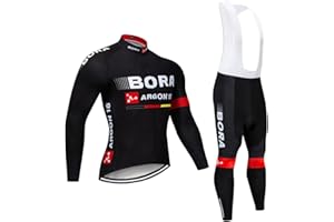 X-CQREG Men's Cycling Clothing Set Long Sleeve Cycling Jersey Zipper Pocket Bike Outfit Cycling Bib Pants Gel Padded
