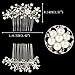 EVER FAITH Jewerly Hair Accessories Clear Crystal Cream Simulated Pearl Flower Leaf Weddding Hair Comb Silver-Tone