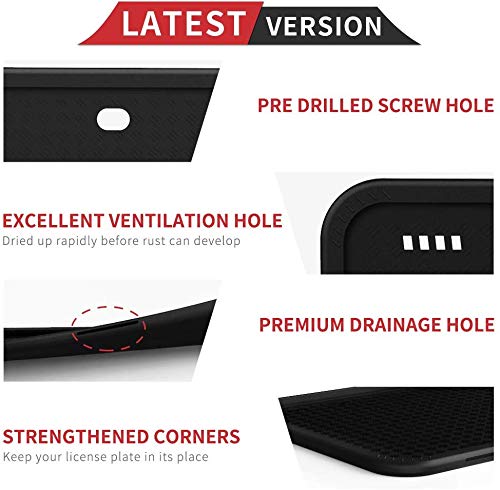 Aujen Silicone License Plate Frame, 2 PCS License Plate Holder, Universal American Auto Black License Plate Frame Rust-Proof, Rattle-Proof, Weather-Proof - Thumbnail 2