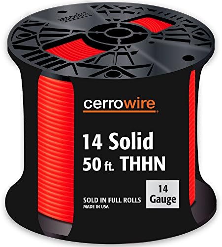CERRO 112-1403BR Feet 14-Gauge Solid THHN Wire, Red, 50-foot