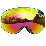 FGN Ski Goggles for Men Women with UV Protection Anti-fog Detachable Lens, Snowmobile Snowboard Skate OTG Goggles Helmet Compatible , Black