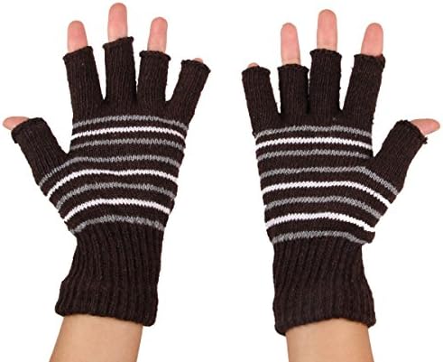 Newest trent USB Hand Warmer Heated Gloves Plush Stripe Fingerless Gloves Laptop Mittens for Women Girls