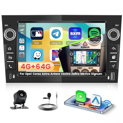 4+64G Android 15 Car Radio for Opel Corsa Astra Antara Vectra Zafira Meriva Signum mit Carplay Android Car, 7 Zoll AutoRadio(schwarz) Incell Touchscreen GPS BT EQ WIFI RDS FM SWC MIC Rückfahrkamera