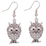 Yazilind Special design owl Ear Wire Hook Dangle Earrings retro Tibetan silver