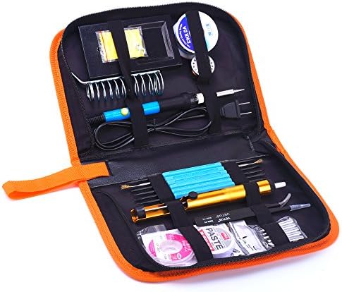 Tailoog 60W 110V Electric Soldering Iron Kit with Adjustable Temperature Welding Iron，Solder Wire，Solder Sucker，Solder Stand，Screwdriver,Soldering Tips，Paste Flux and Solder Wick