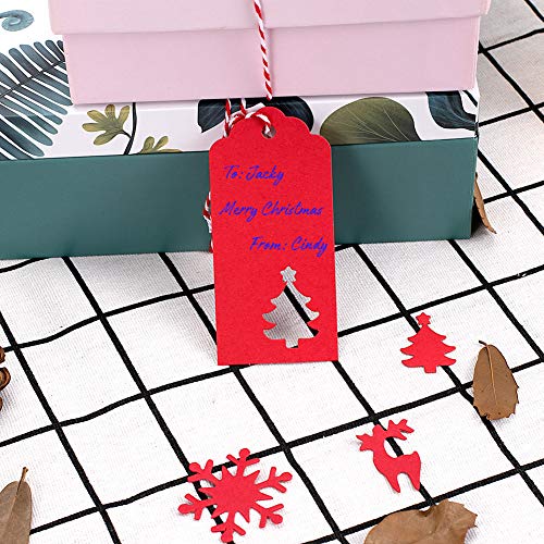 Tags Kraft Paper Brown Red Christmas Gift Tags with Holes Small Xmas Gift Tags with Twine Vintage Gift Labels Tags Bulk 100pcs