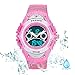 Kids Sport Watch Outdoor LED Sport Waterproof Electronic Quartz Watches for Boy Girls Kids Pink