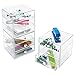 InterDesign 3 Drawer Storage Organizer for Cosmetics, Makeup, Beauty Products and Office Supplies, 4 Pack, Clear