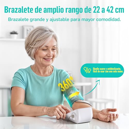 Runstar Arm Blood Pressure Monitor with Wide Range Armband (22cm-42cm) for Home Use, Automatic Digital Blood Pressure Monitor with Storage Bag and Memory 2x99 Readings, Grey