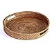 HandyMake Rattan Tray With Handles - Hand Woven Multipurpose Wicker Tray Made With Durable Rattan Fibre (Round 13.5 Inch Diameter, Natural)
