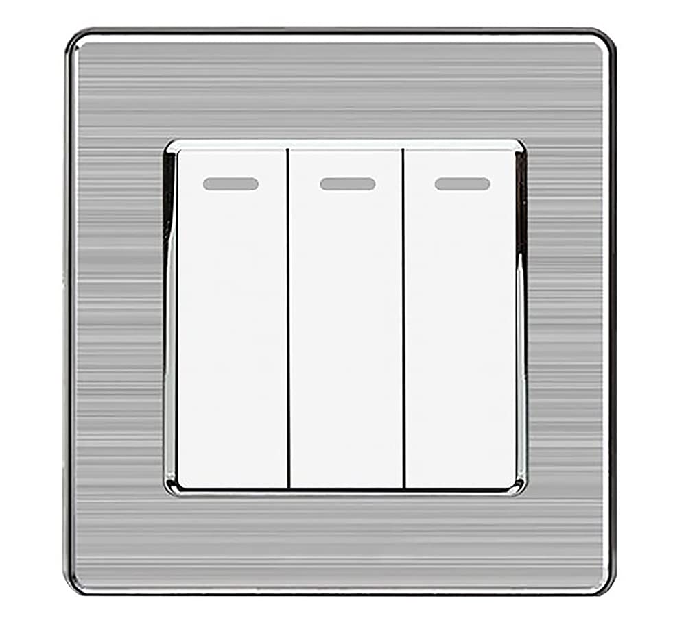 1/2 Gang 2 Way White Light Switch On/Off Start Stop Rocker Wall Switch Interruptor Brushed Stainless Steel Panel Switches (3 gang 2 way)