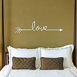 Ecurson Love Arrow Family Decal Living Room Bedroom Vinyl Carving Wall Decal Sticker for Living Room Bedroom TV Background Kid's Nursery Romm Family (White)