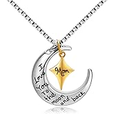 POWER WING Mom Necklace for Women I Love You to The Moon and Back Pendant Necklaces Mothers Day Gifts from Daughter Son