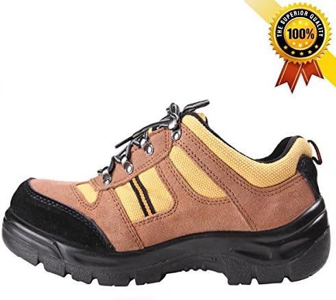 Mildness New Fashionable &amp; Multifunction Industrial Construction Safety Work Shoes(11.5, Brown with Yellow)