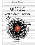 Blank Sheet Music Notebook: Wide Staff Manuscript Paper Notebook For Musicians: 6 Large Staves Per P by 
