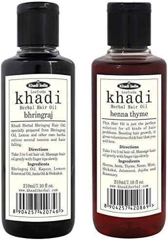 Khadi Herbal Combo Hair Oil: Bhringraj & Henna-Thyme Hair Oil (420 ml)