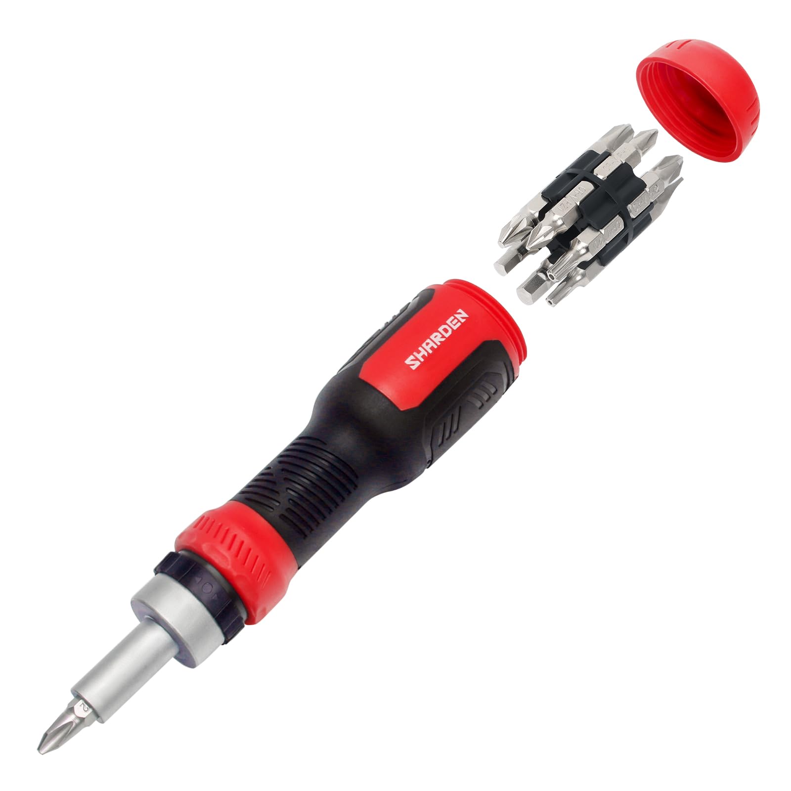 SHARDEN Ratschen Schraubendreher 13-in-1 Ratschen-Schraubendreher Multibit-Schraubendreher Multitool All in One mit Torx, Schlitz, Kreuzschlitz, Sechskant,Pozidriv und 1/4 Mutternschl¨¹ssel