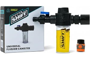 Salt Shift Universal Flusher Canister Marine Engine Flush Adapter | For Boats, Jet Skis, PWC, 3 Flow Rate Settings, 100ml Capacity, Easy On/Off Valve, Durable Salt Remover Flushing, Mixer Tool