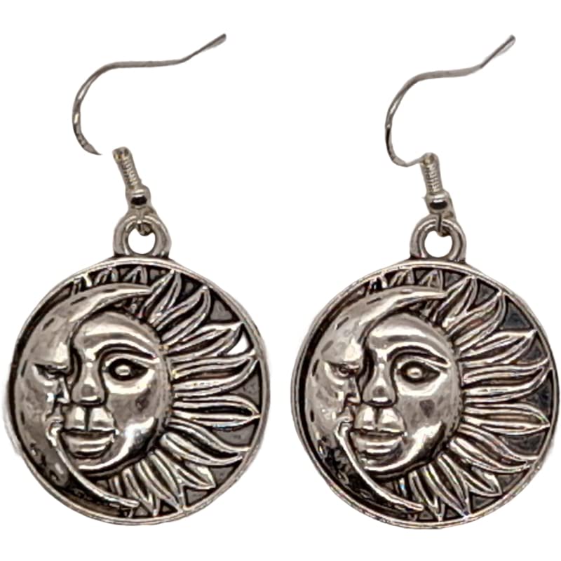 Sun and Moon Symbol Earrings with Sterling Silver 925 Hooks & Gift Packaging