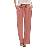 MLXSJ Wide Leg Pants for Women 2024 High Waisted Palazzo Pants with Pockets Adjustable Tie Knot Flowy Trousers