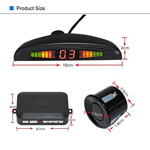 Tiemahun LED Parking Sensors Car Auto Vehicle Reverse Backup Radar System, Sound Warning, Water resistant anti-freeze, 22MM Diameter Sensor 2.3M Cable X68D (White) - Thumbnail 5