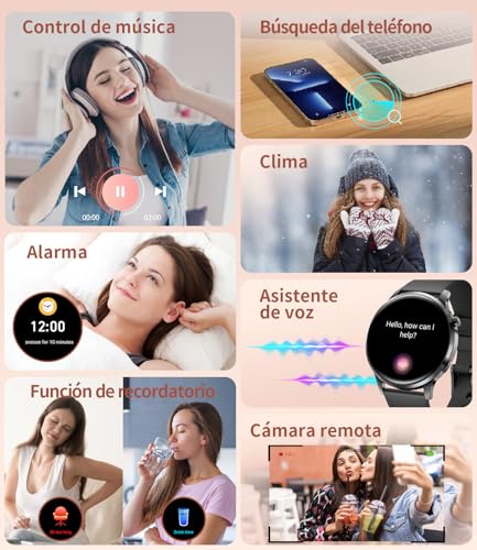 LIGE Smartwatch for Women 7.9 mm Ultrathin 1.32 Inch AMOLED Phone Call for Android iOS Elegant Smartwatch Multisport, Fitness/Heart Monitor/Sleep, Pedometer, Calories, Dark Grey