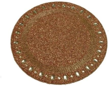 Kianni Decor PM - 09 Handcrafted Antique Copper Glassbead Placemat with jewel border
