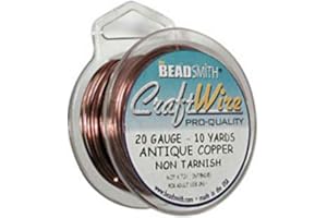 The Beadsmith Wire Elements Craft Wire – Tarnish Resistant, Soft Temper, Round, Antique Copper Color – 0.81mm, 20 Gauge, 10 Yard Spool – Jewelry Making, Wire Wrapping, Floral, & Other DIY Crafts