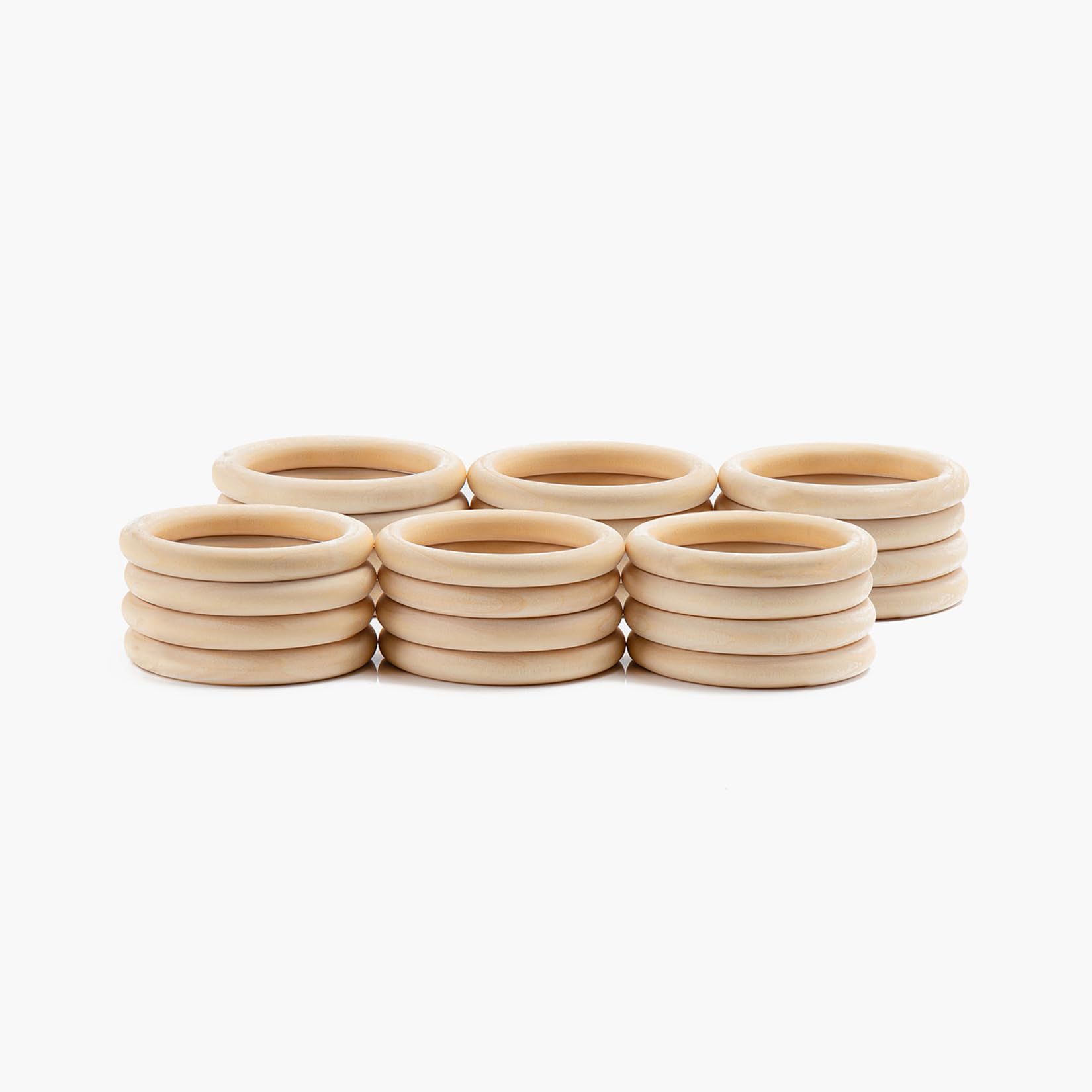 TOOINKCV 24 Pcs 70mm Wooden Rings for Crafts,Natural Unfinished Wood Rings, Natural Wooden Teething Ring, Wood Loops Ring for DIY Craft Jewelry Making Pendant Connectors (Φ70mm)