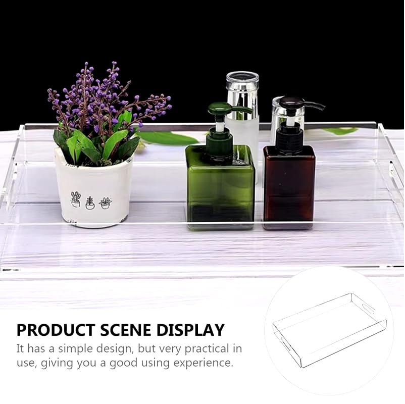 Multi-Purpose Acrylic Serving Tray 12x16 Inches (40x30x5 cm) || Decorative Tray Organizer || Coffee Table Countertop with Handles || Decorative Tray for Living Room Bedroom Entryway and Kitchen. (2)