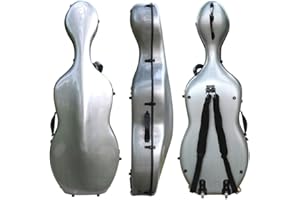 GENERIC 4/4 Full Size Cello Case Hard Mixed Carbon Fiber Strong & Ultralight Cello Box ca. 4.0 kg with Strong Handle & 2 Bow Holders & Back Straps & Wheels (Silver)