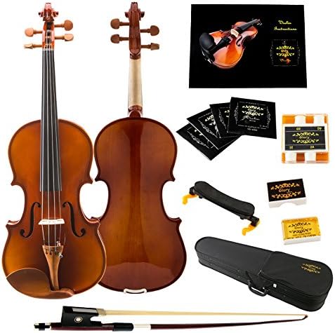 Glory 1/4 Solid Wood Violin with Case, Shoulder Rest, Bow, Rosin and Extra Strings -Brown Accessory Fitted