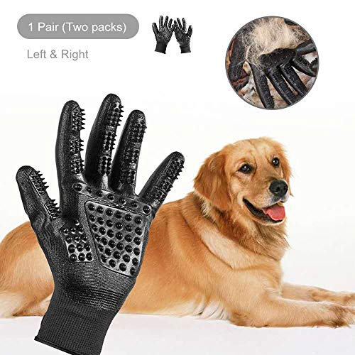AStar Pet Grooming Gloves, Upgrade Version for Cats/Dogs/Horses,Perfect Deshedding Hair Remover Brush for Shedding,Massaging,Grooming with Both Long&Short Fur(1 Pair for Both Hand)