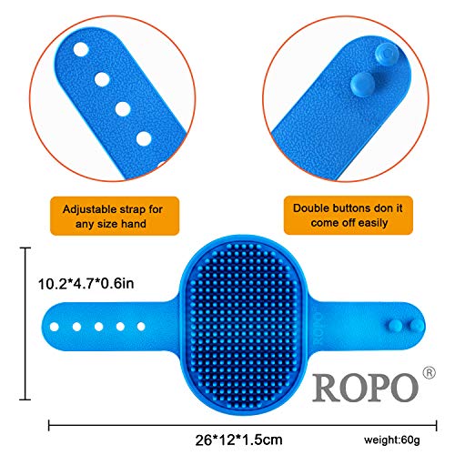 ROPO Dog Grooming Brush, Pet Shampoo Bath Brush Soothing Massage Rubber Comb with Adjustable Ring Handle for Long Short… - Image 4