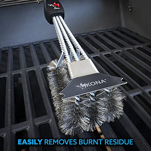 Kona Grill Brush and Scraper 360 Straight Edge Compatible with