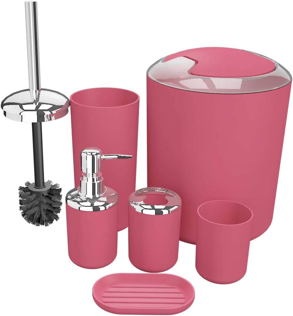Bathroom Accessories Set 6 Pieces Plastic Bathroom Accessories Toothbrush Holder